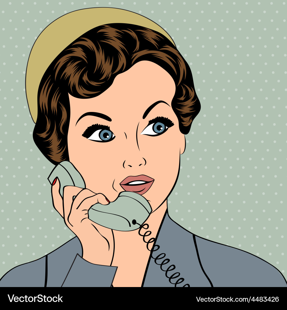 Woman chatting on the phone pop art vector image