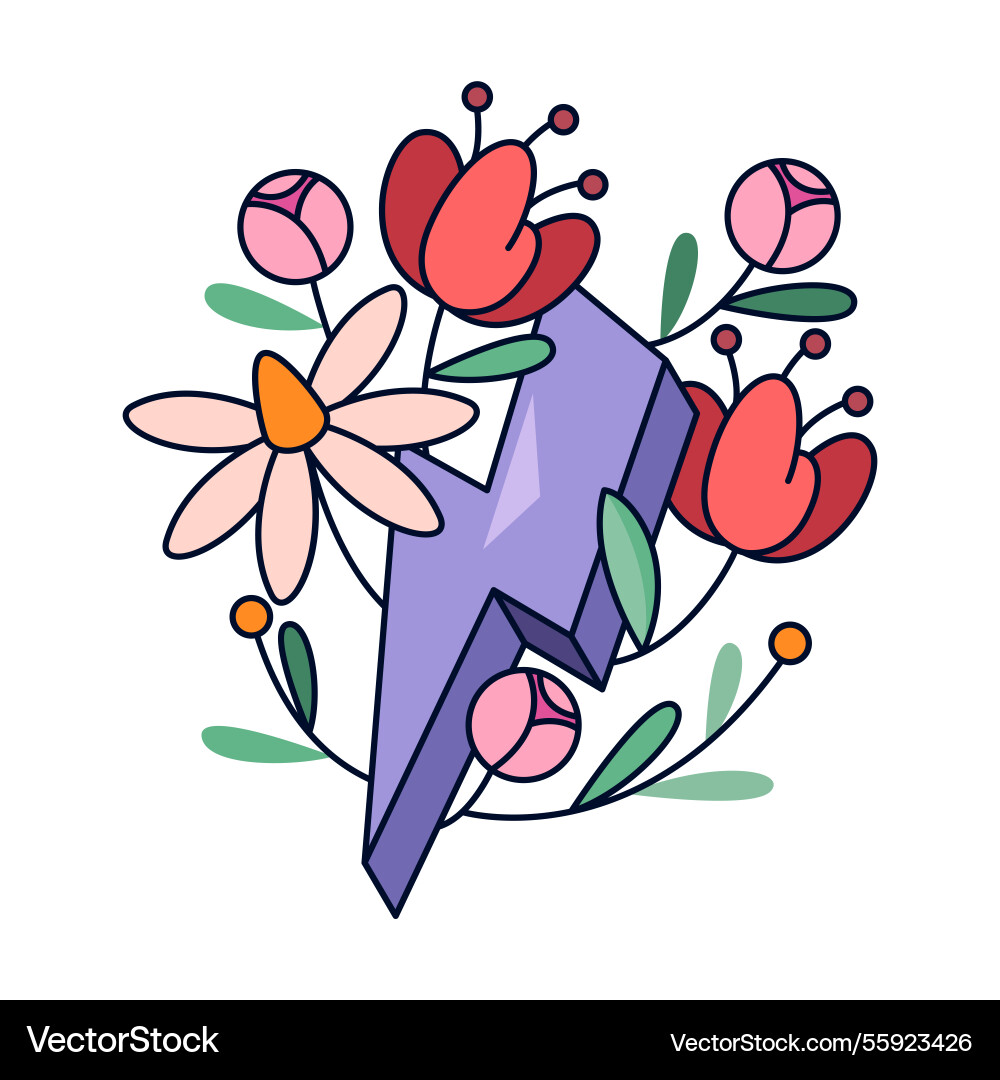 Zeichen mit Blumen Blitz Symbol Frauen Zeichen mit Blumen Blitz Symbol Frauen vektorbild