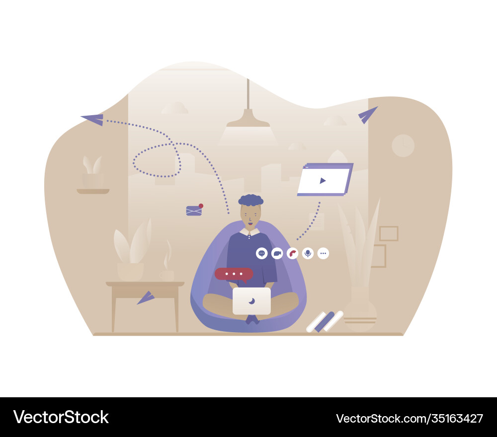 A man works at home online A man works at home online vector image