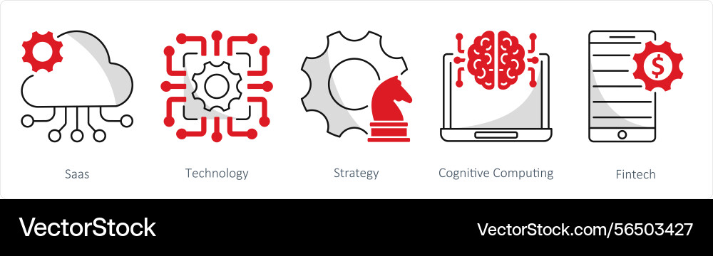 A set of 5 blockchain icons as saas technology Vector Image