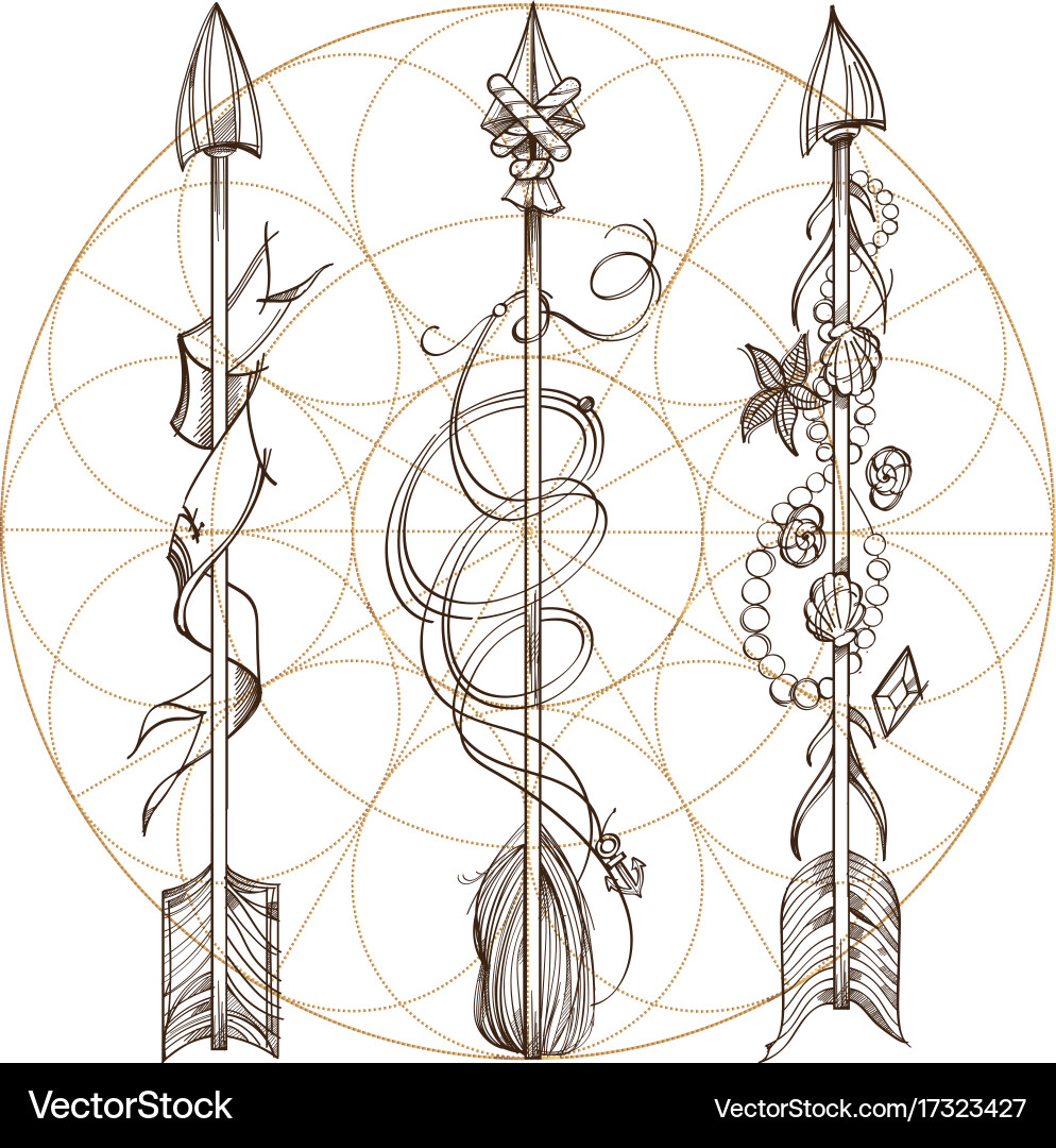 Arrows a set of elements in the style boho vector image