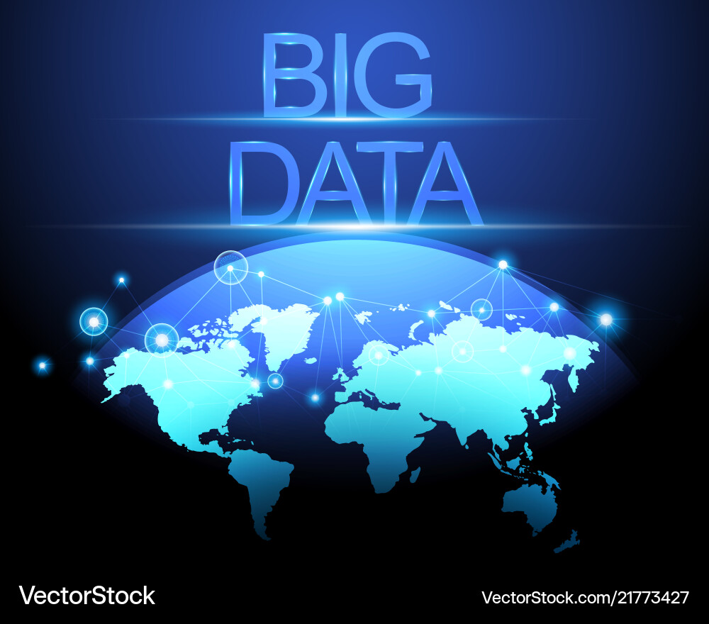 Big data concept and world map with connection vector image