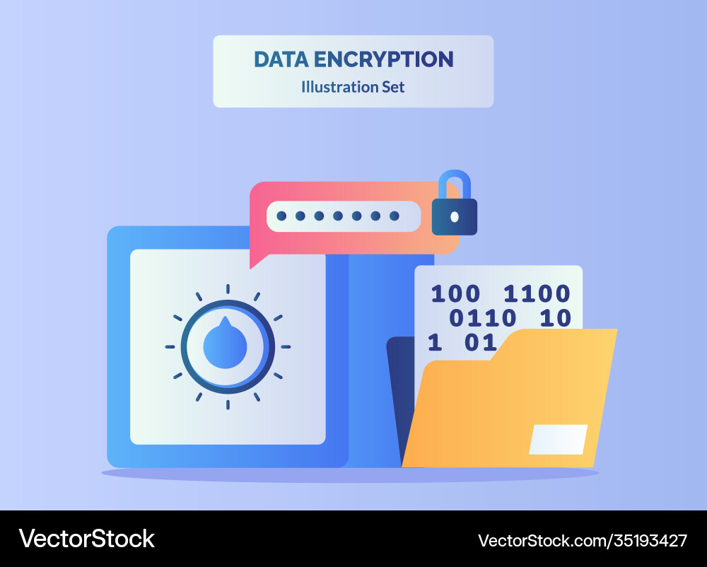 Data encryption set input password to unlock Data encryption set input password to unlock vector image