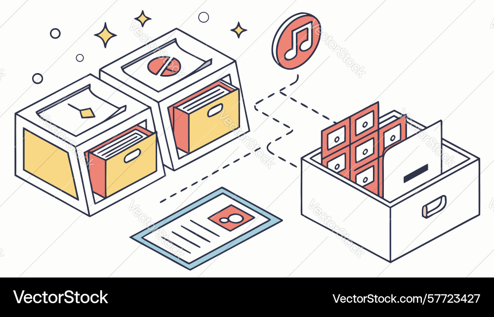 Document boxes in storage symbolizing archive vector image