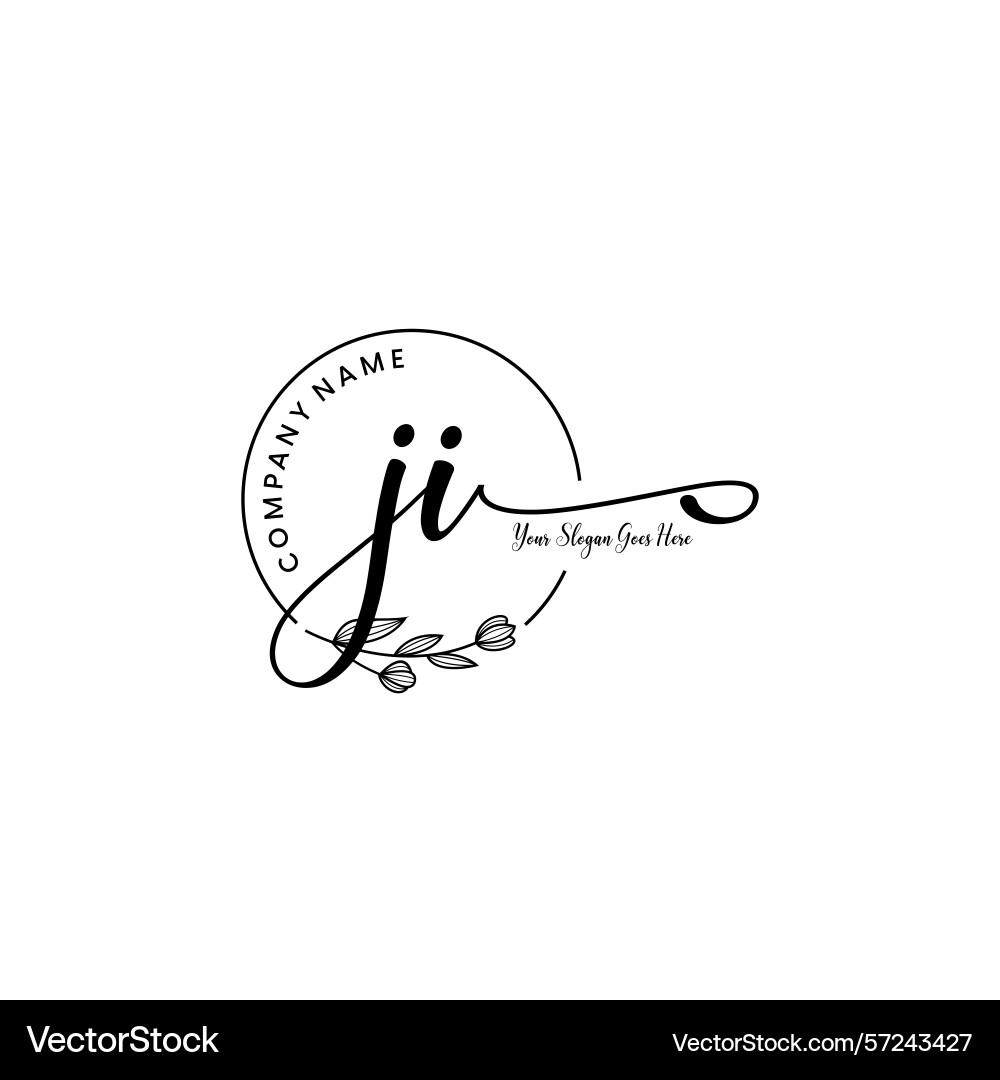 Elegant ji initial logo design with botanical Elegant ji initial logo design with botanical vector image