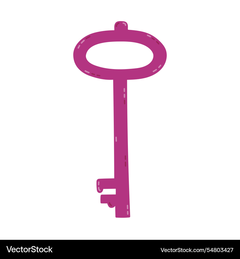 Lovely cartoon antique key for opening doors Lovely cartoon antique key for opening doors Vector Image