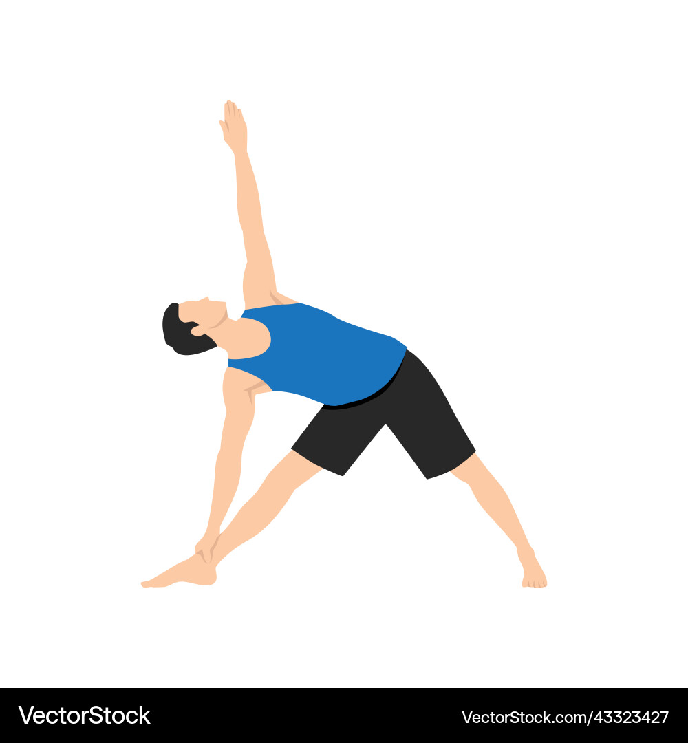 Man doing extended triangle pose Man doing extended triangle pose vector image