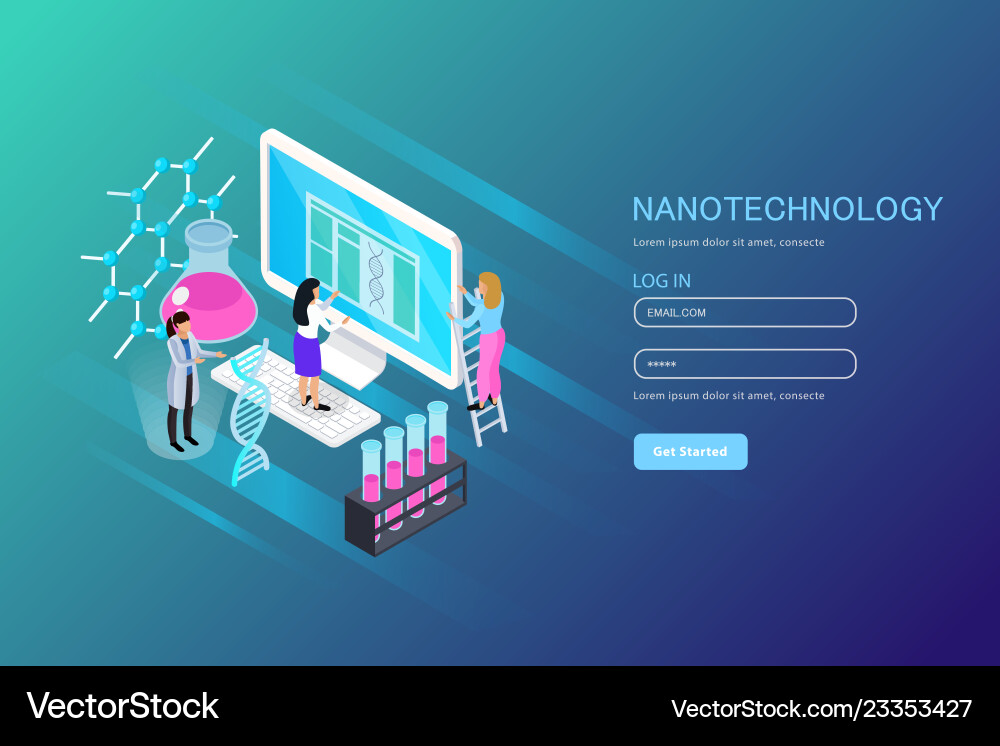 Nano technology isometric composition Royalty Free Vector