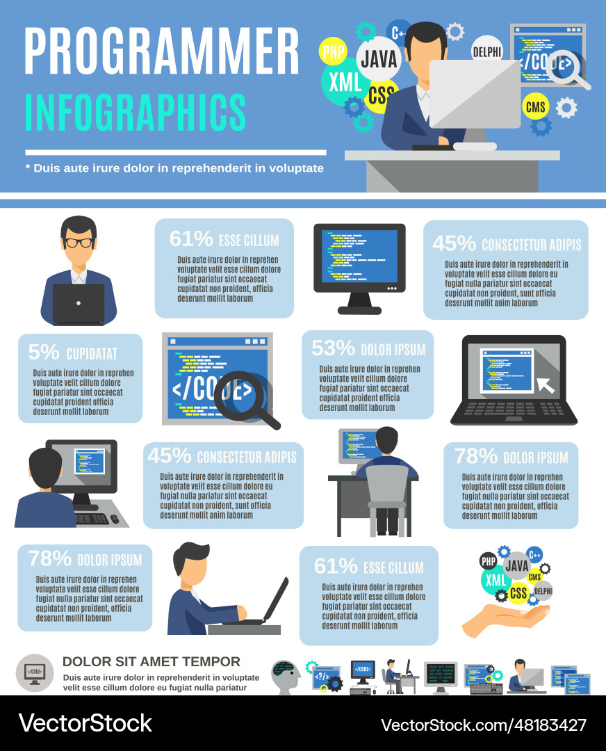 Programmer infographics set Programmer infographics set vector image
