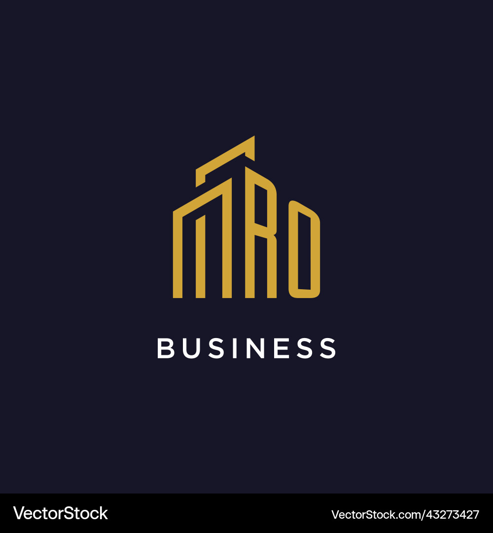 Ro initial monogram with building logo design Ro initial monogram with building logo design Vector Image