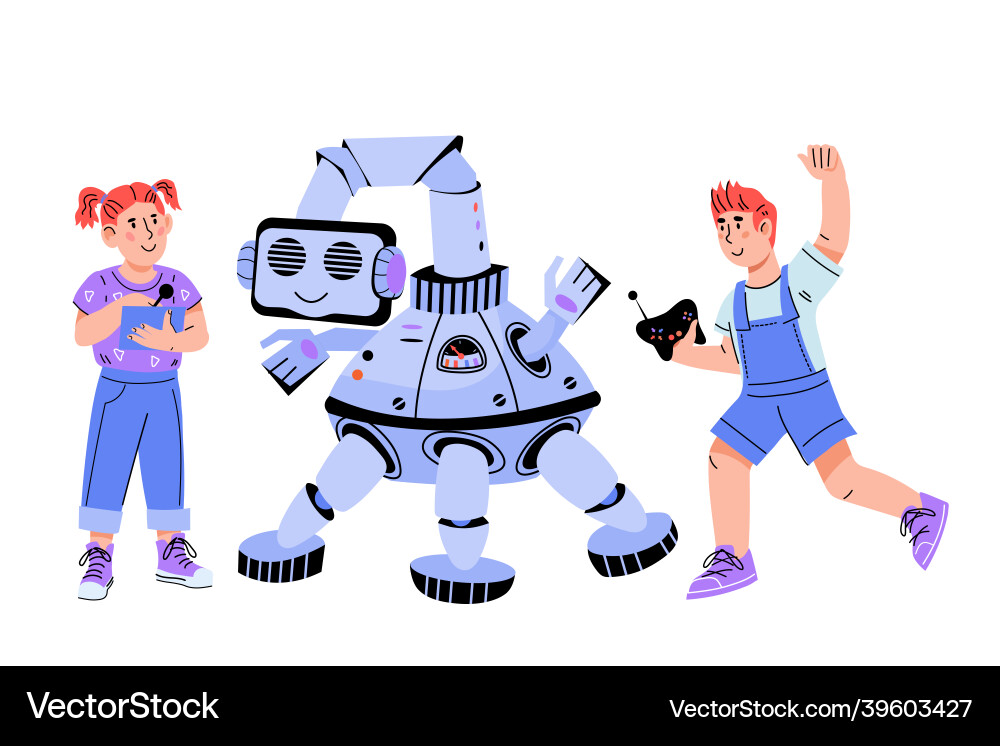 Robotics with kids designing electronic robots Robotics with kids designing electronic robots vector image