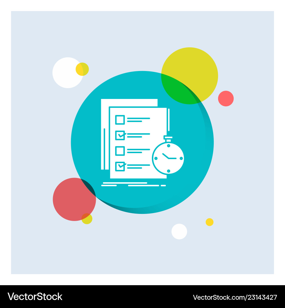Todo task list check time white glyph icon Todo task list check time white glyph icon vector image