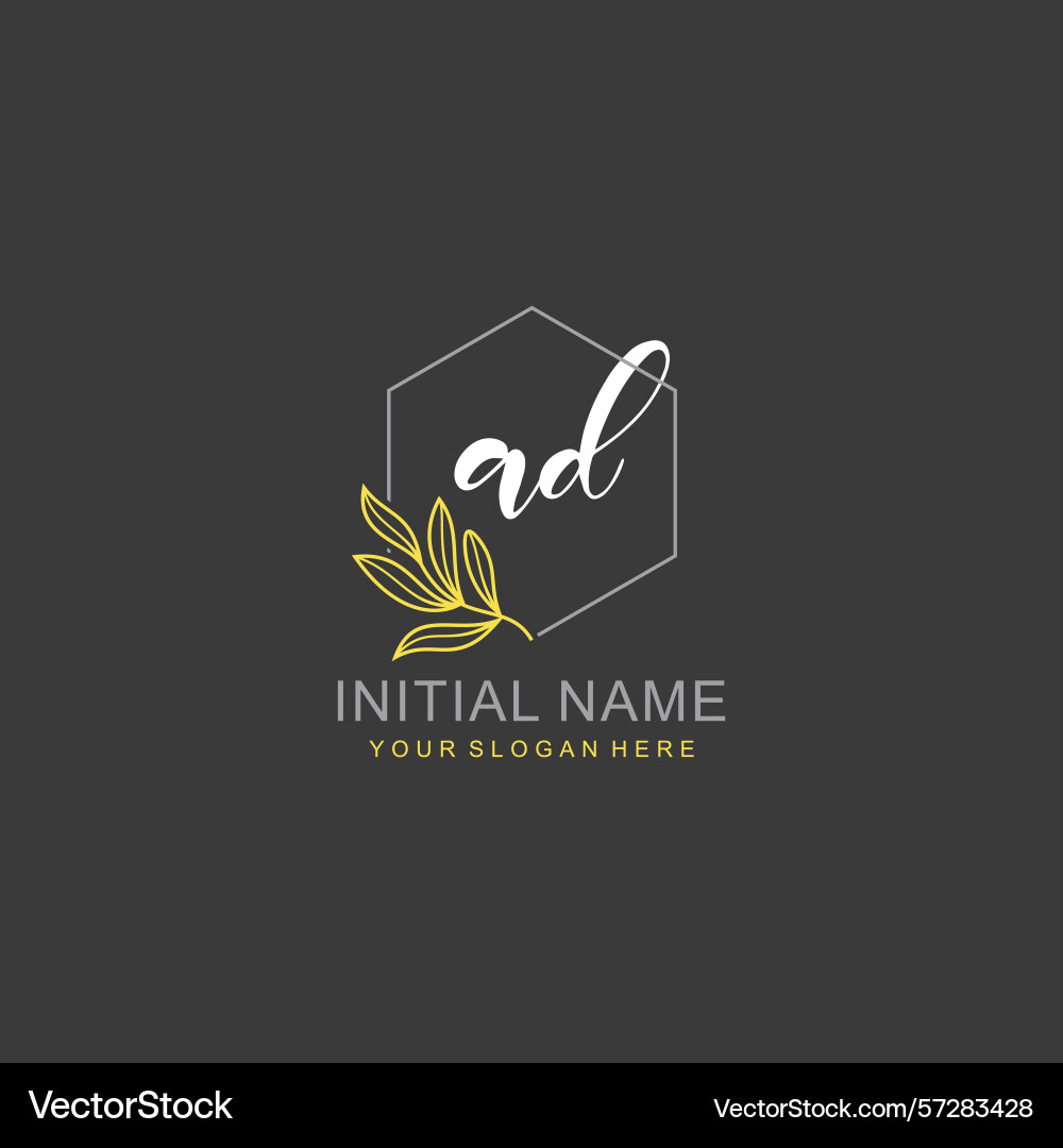 Ad initial logo templates with botanical elements Ad initial logo templates with botanical elements vector image