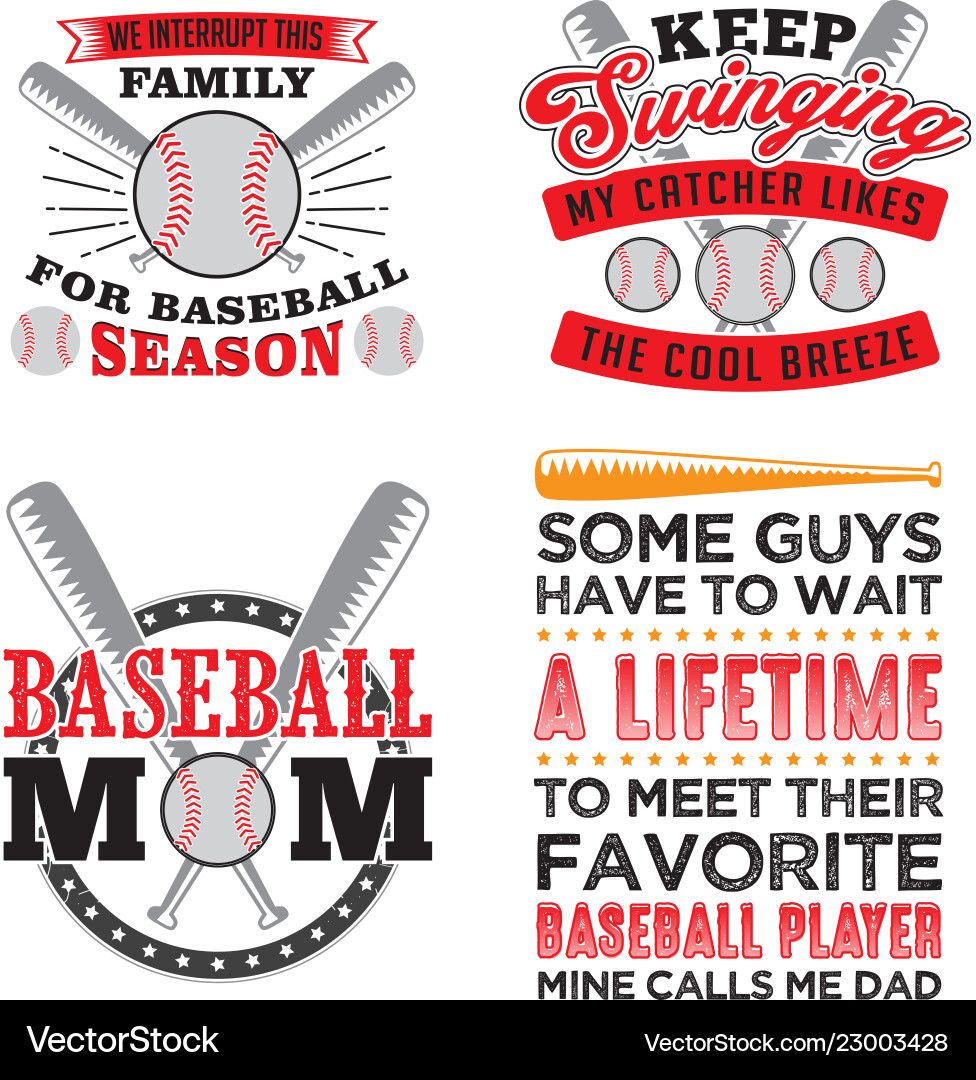 Baseball Quote & Motivational Saying Set Vector Image