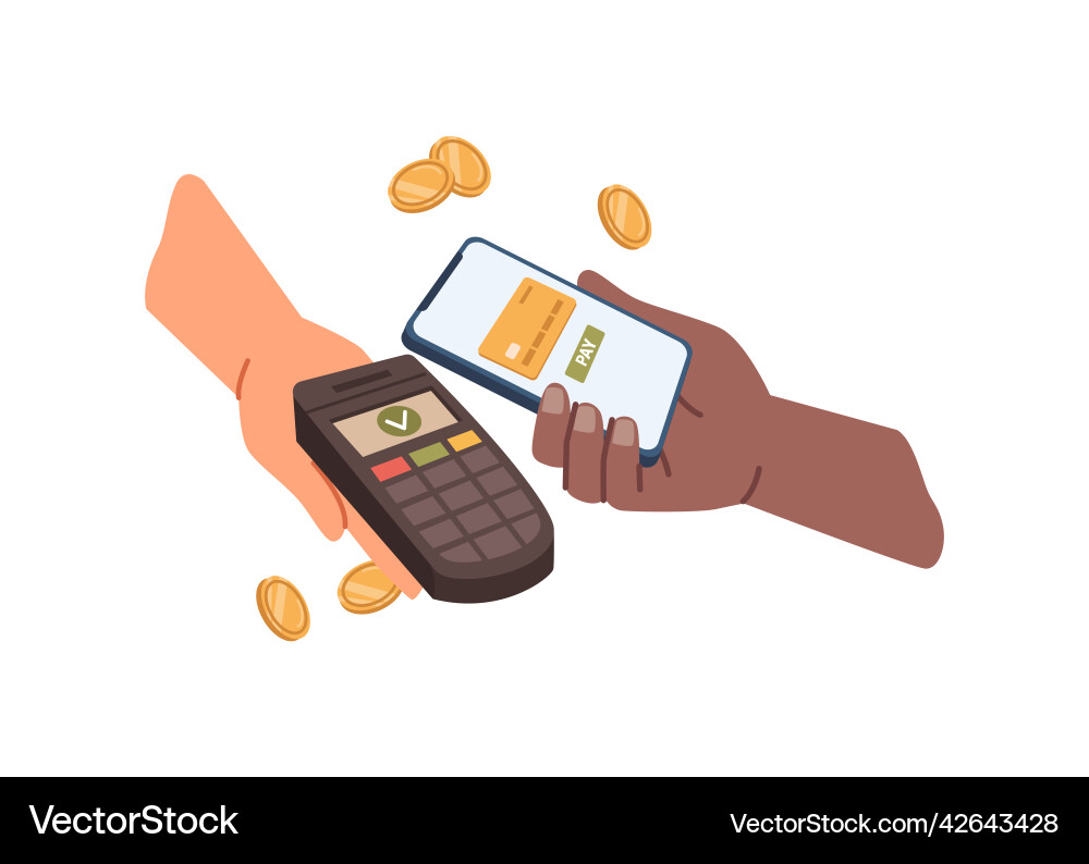 Bezahlung mit Smartphone nfc Terminal Telefon Bezahlung mit Smartphone nfc Terminal Telefon vektorbild