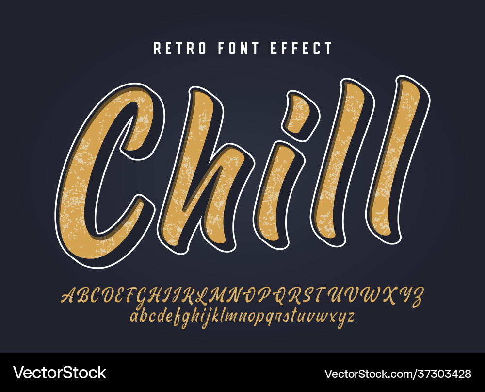 Chill 3D Script Font - Retro Style vector image