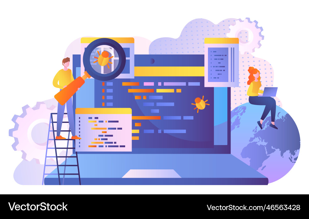 Code Review and Verification vector image