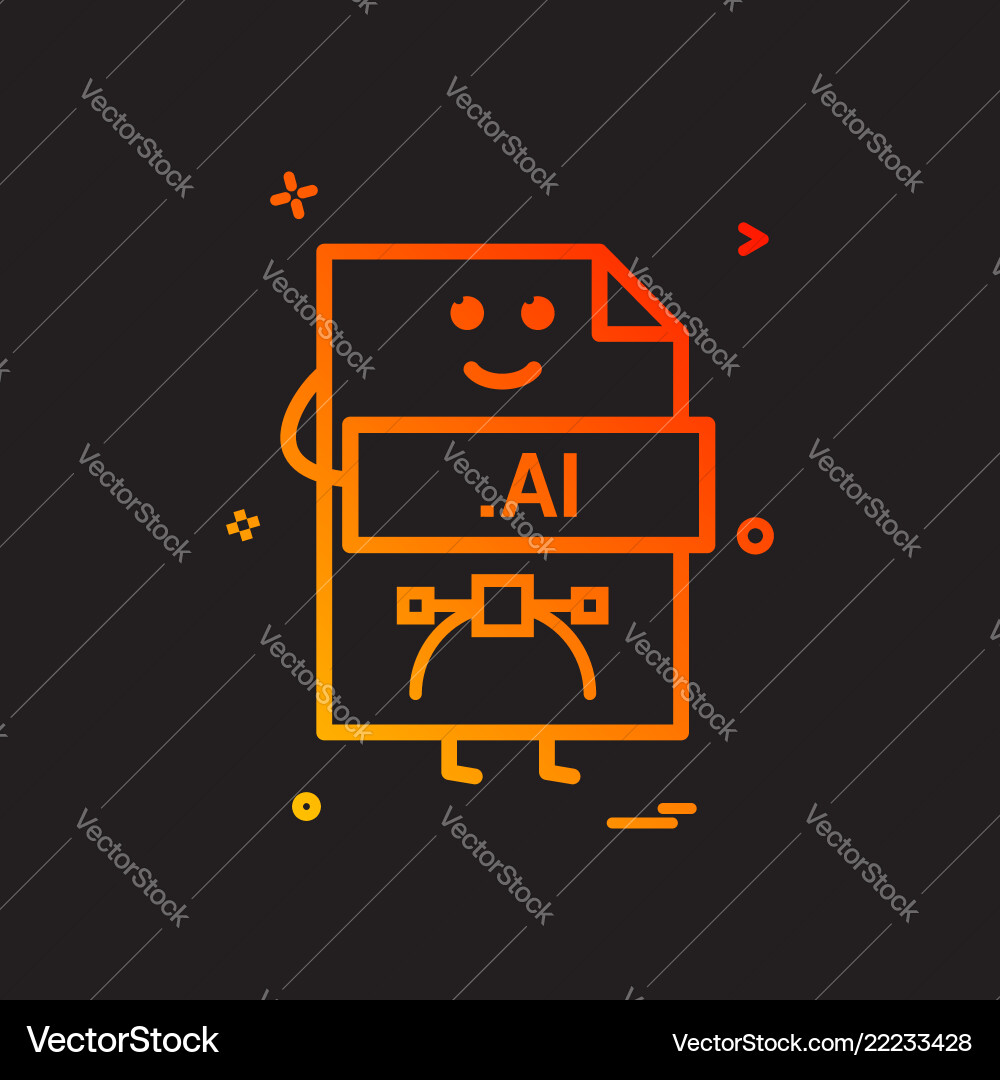 Computer ai file format type icon design Computer ai file format type icon design vector image