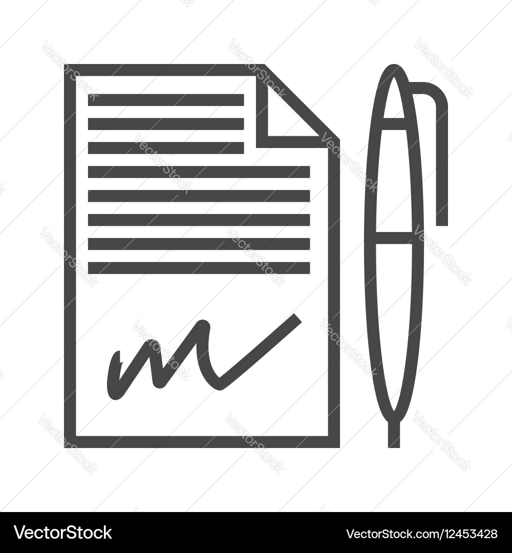 Contract Thin Line Icon vector image