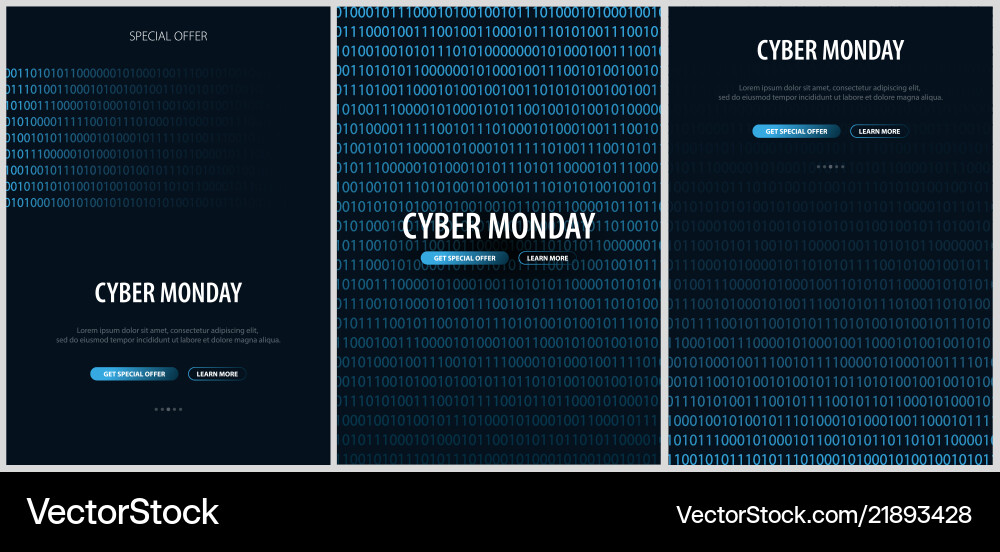 Cyber Monday Sale Banner - Binary Code vector image