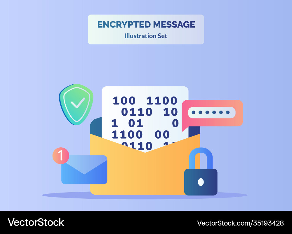 Encrypted message set text number Encrypted message set text number vector image