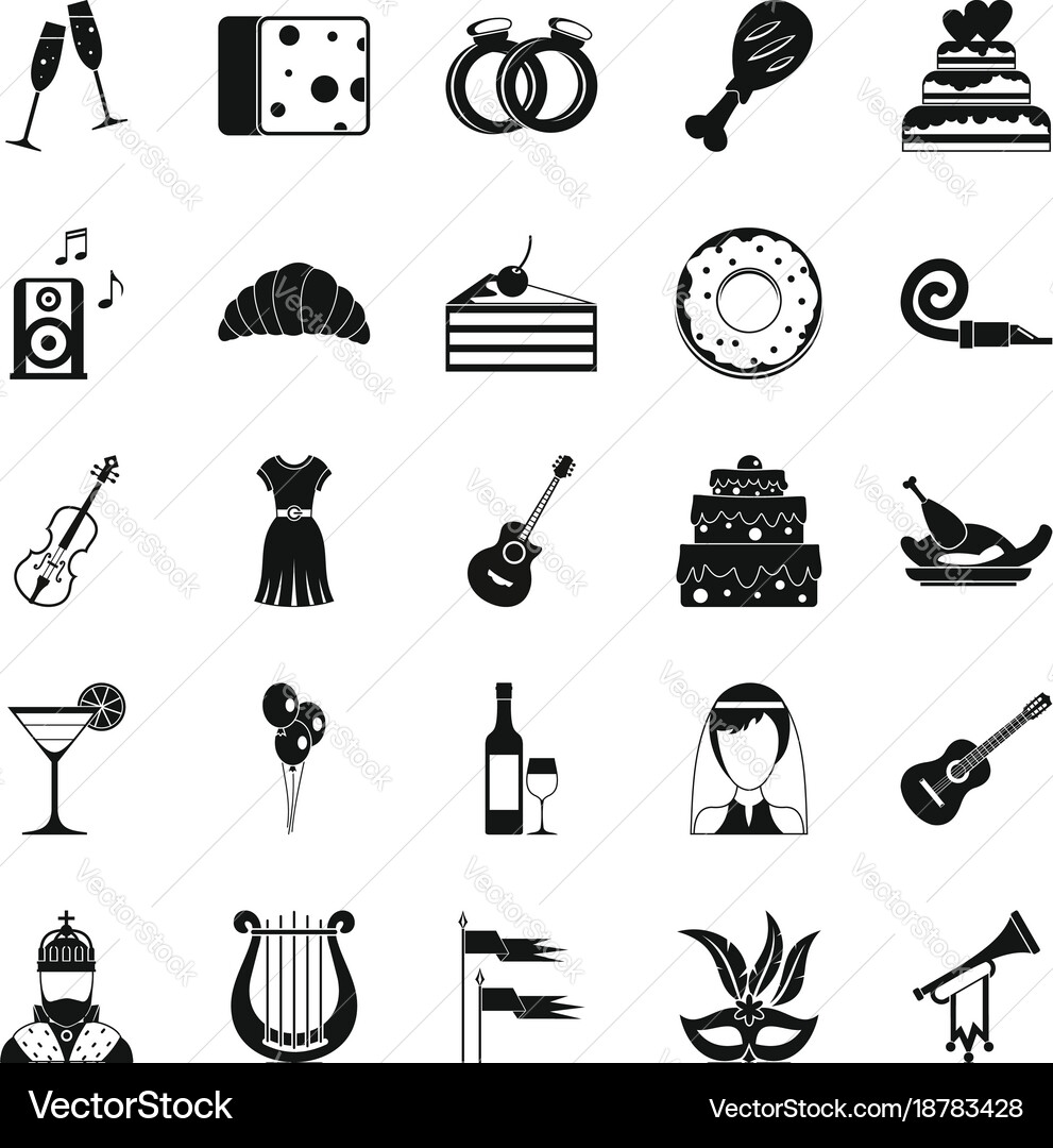 Feast icons set simple style Vector Image