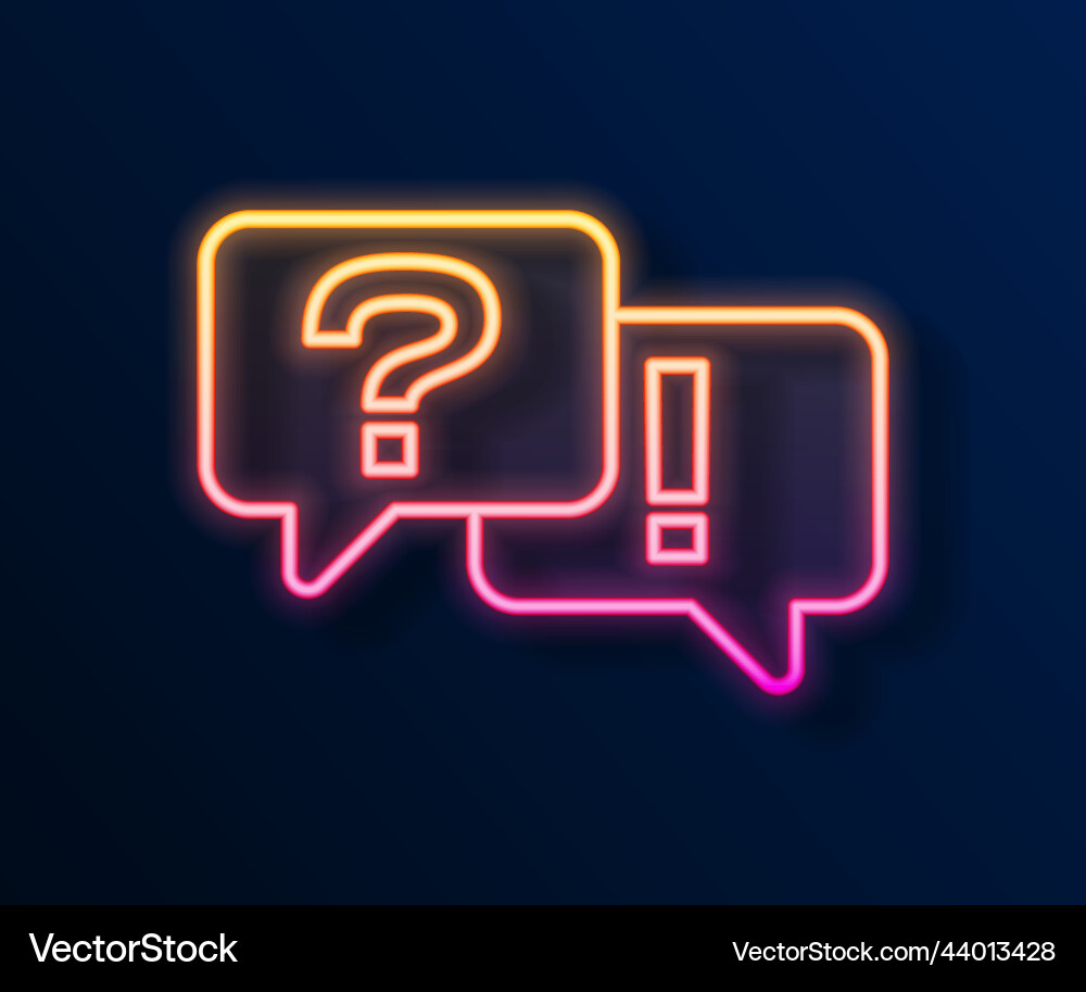 Glowing Neon Speech Bubbles - Q&A vector image