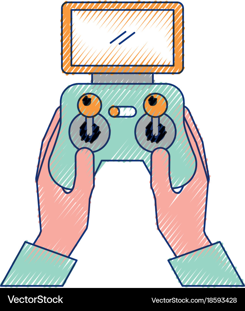 Hands holding control remote advance for drones Vector Image