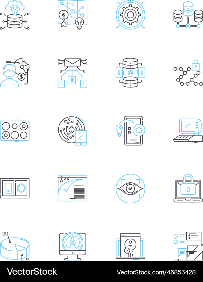 Information platform linear icons set data Information platform linear icons set data vector image