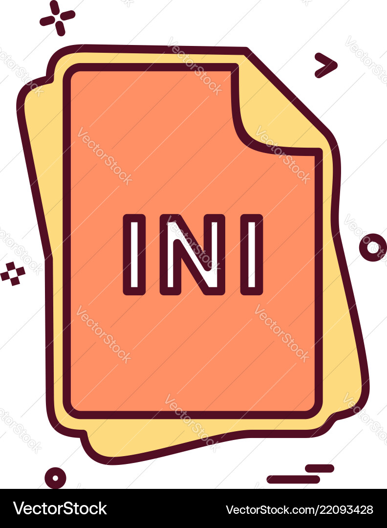 Ini file type icon design Ini file type icon design vector image