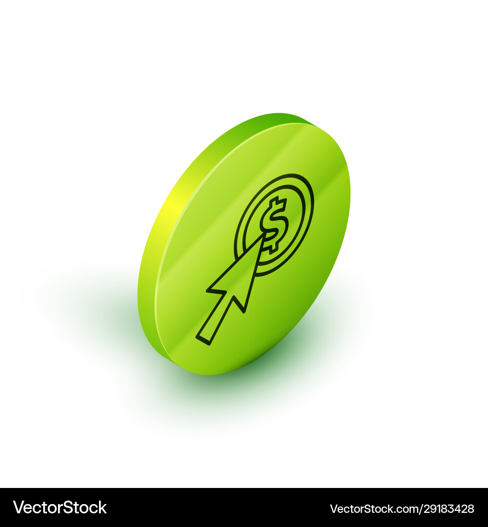 Isometric line cursor and coin icon isolated vector image