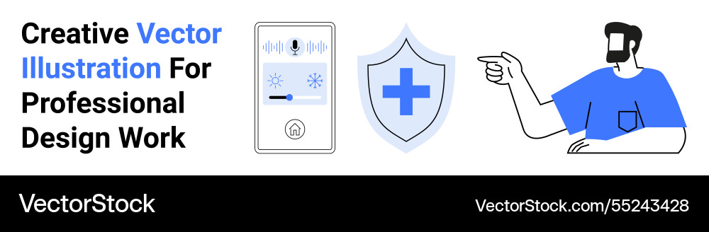 Man pointing at elements including a thermostat Man pointing at elements including a thermostat vector image