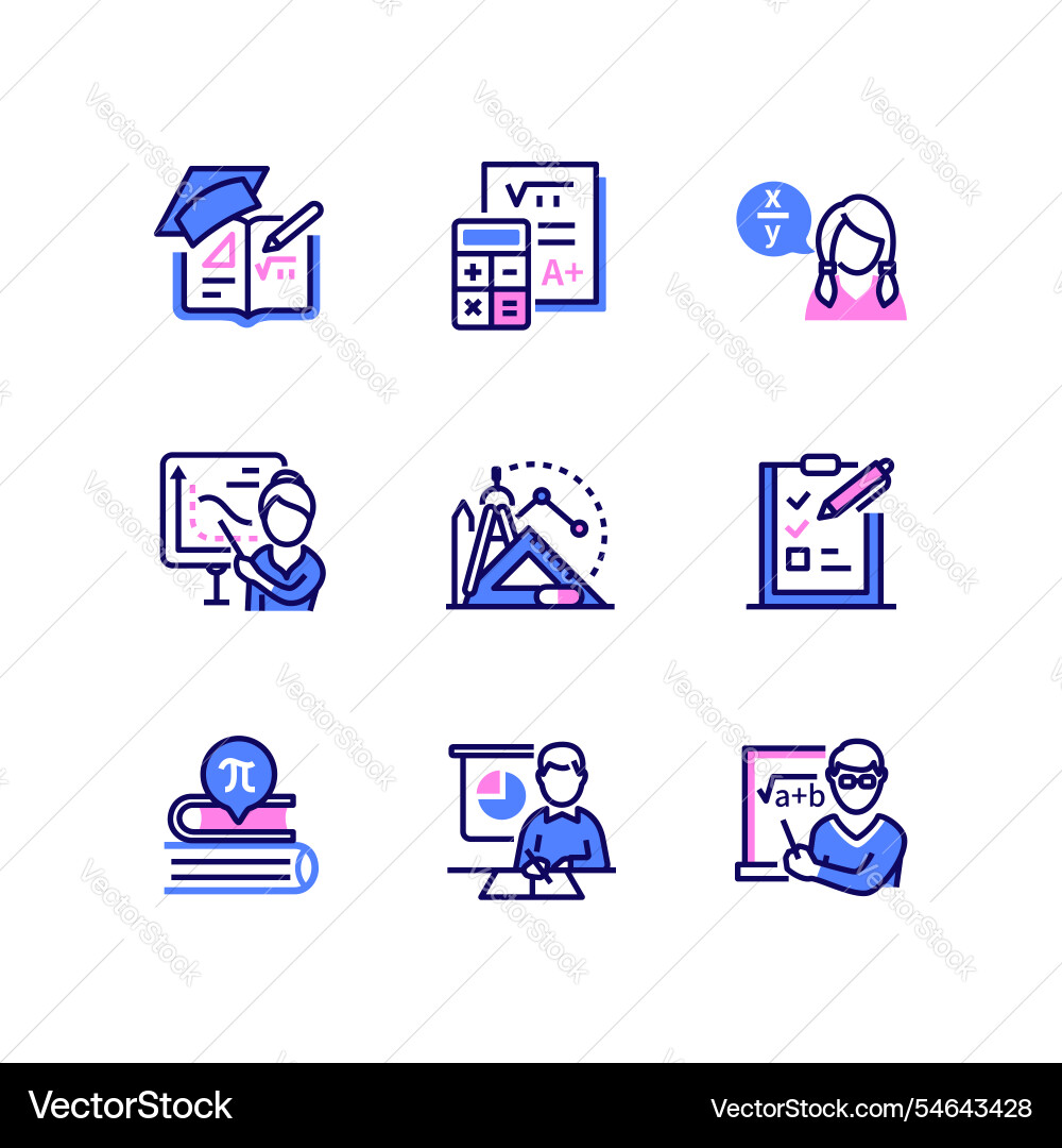 Maths learning - modern line design style icons Maths learning - modern line design style icons vector image