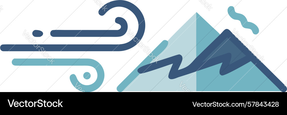 Mountain with strong wind flow design generative Vector Image