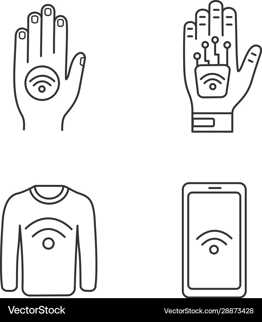 Nfc technology linear icons set Vector Image