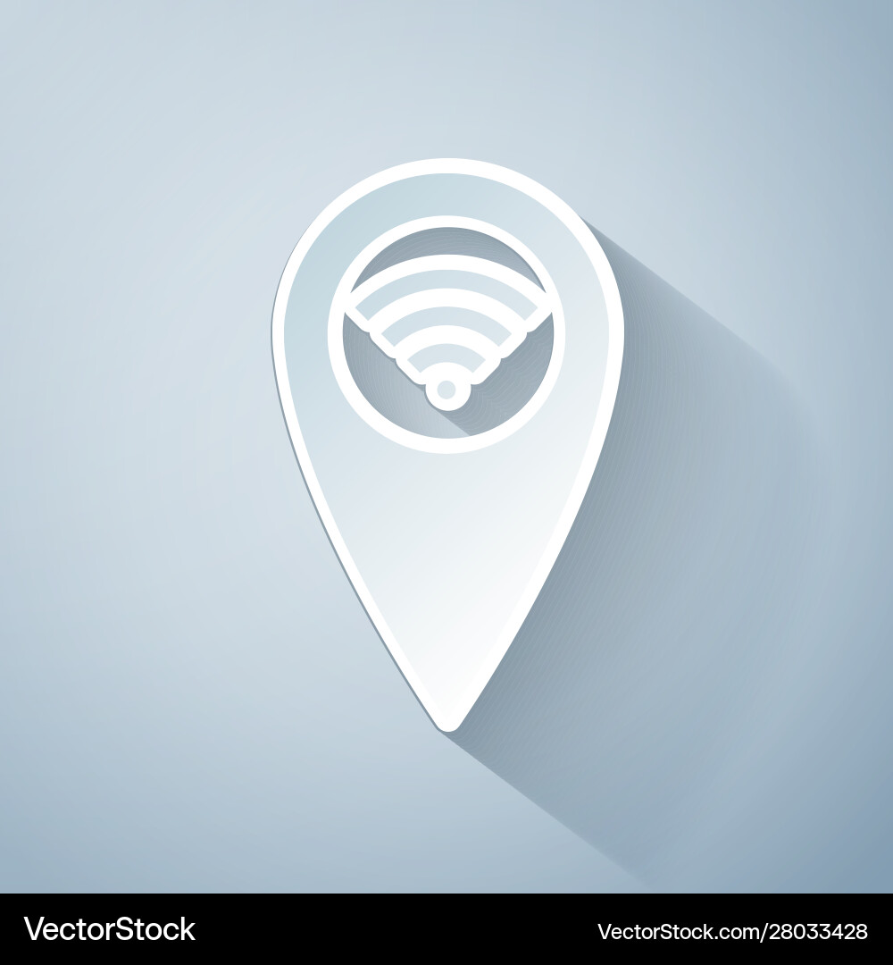 Paper cut pointer map with wifi internet signal Paper cut pointer map with wifi internet signal vector image