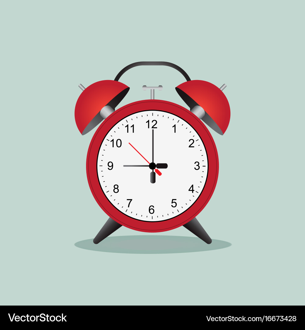 Red alarm clock isolated on background vector image