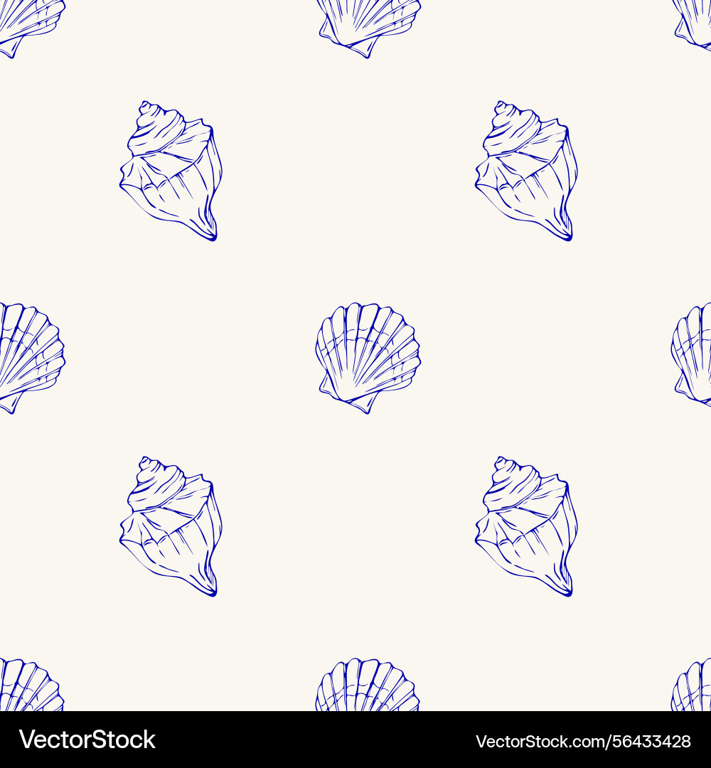 Seamless pattern with seashell Seamless pattern with seashell vector image