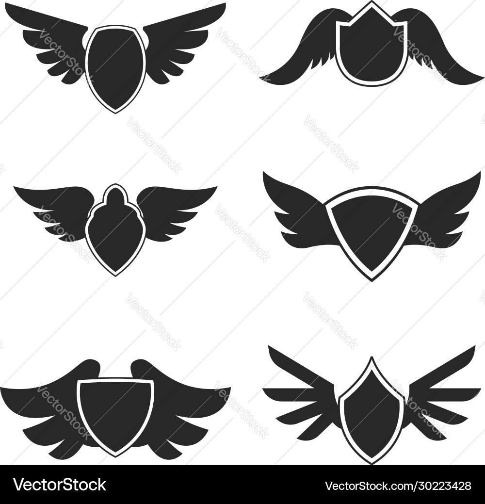 Set emblems with wings design element for logo Set emblems with wings design element for logo Vector Image