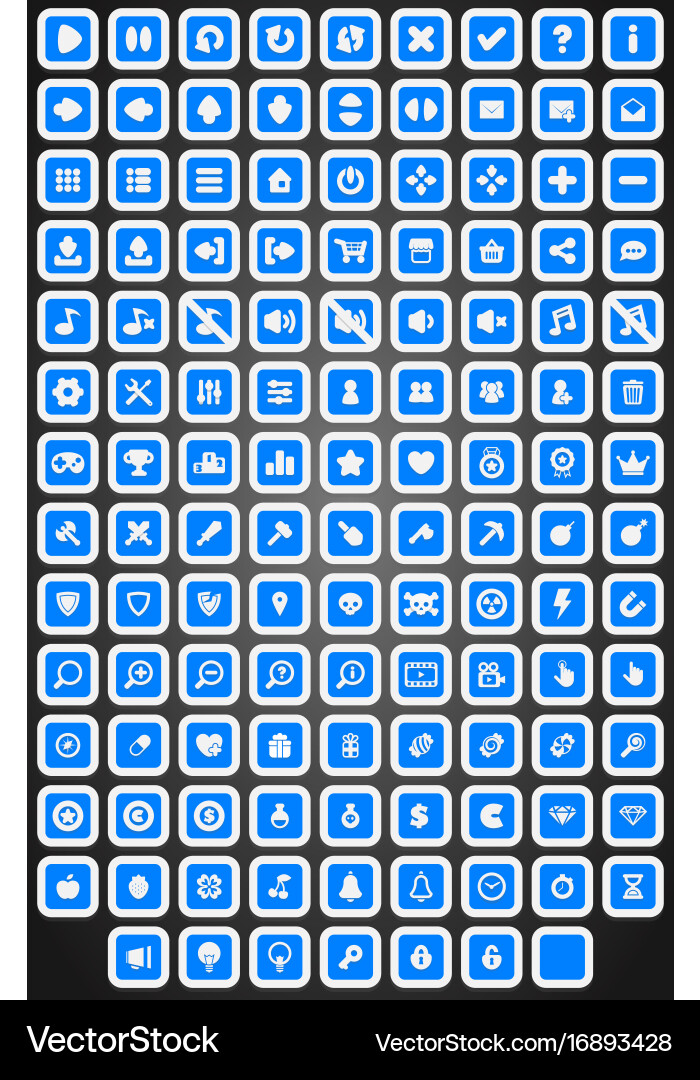 Set of flat rounded game buttons in cartoon style vector image