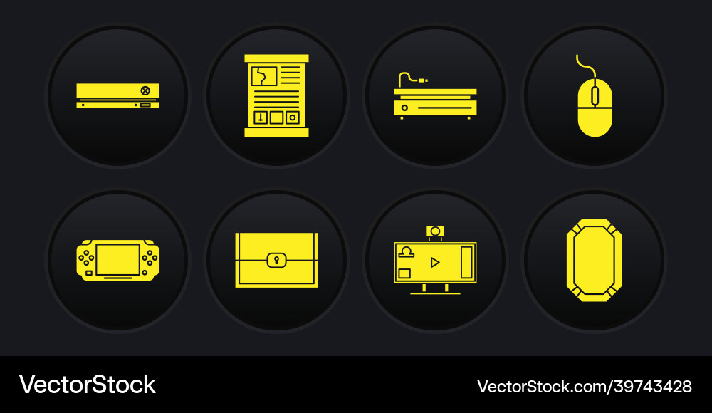 Set portable video game console computer mouse Set portable video game console computer mouse vector image