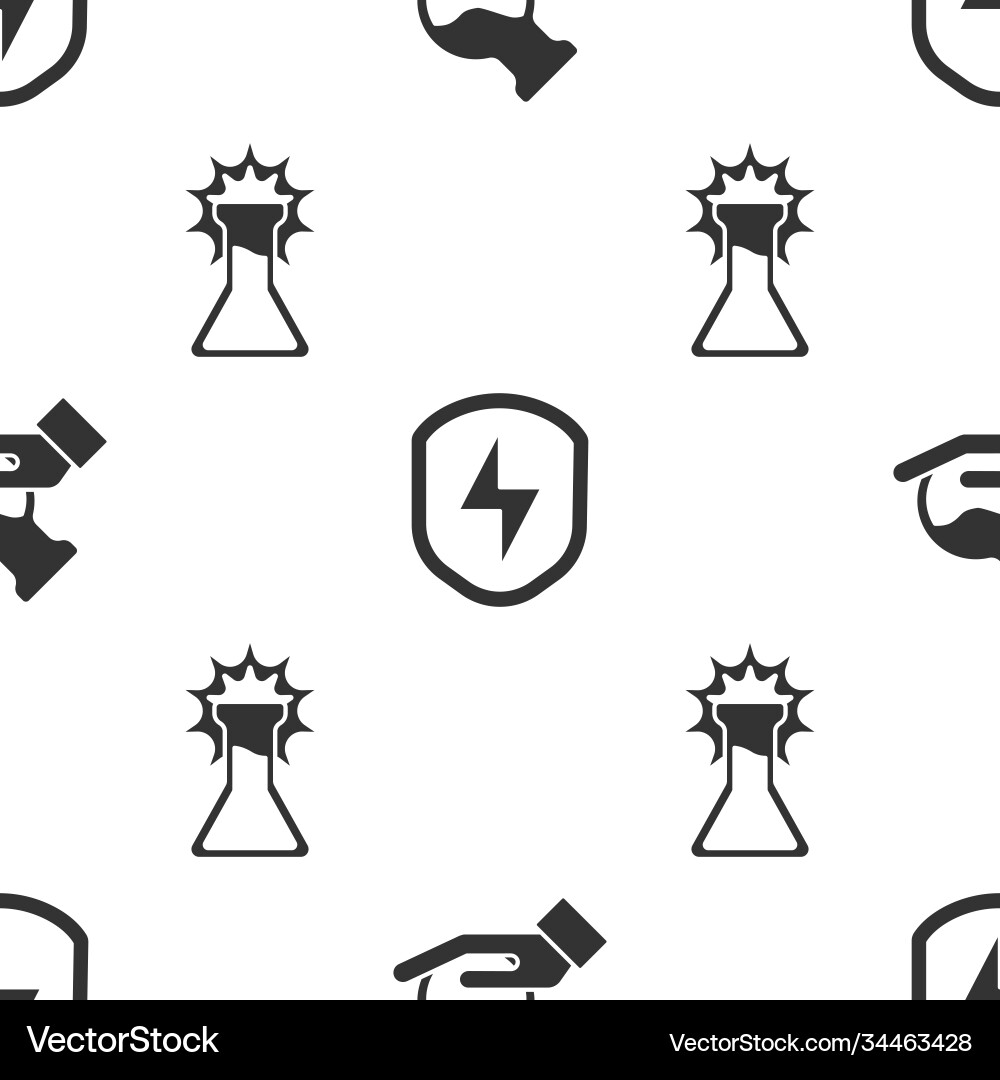 Set test tube and flask secure shield Set test tube and flask secure shield Vector Image