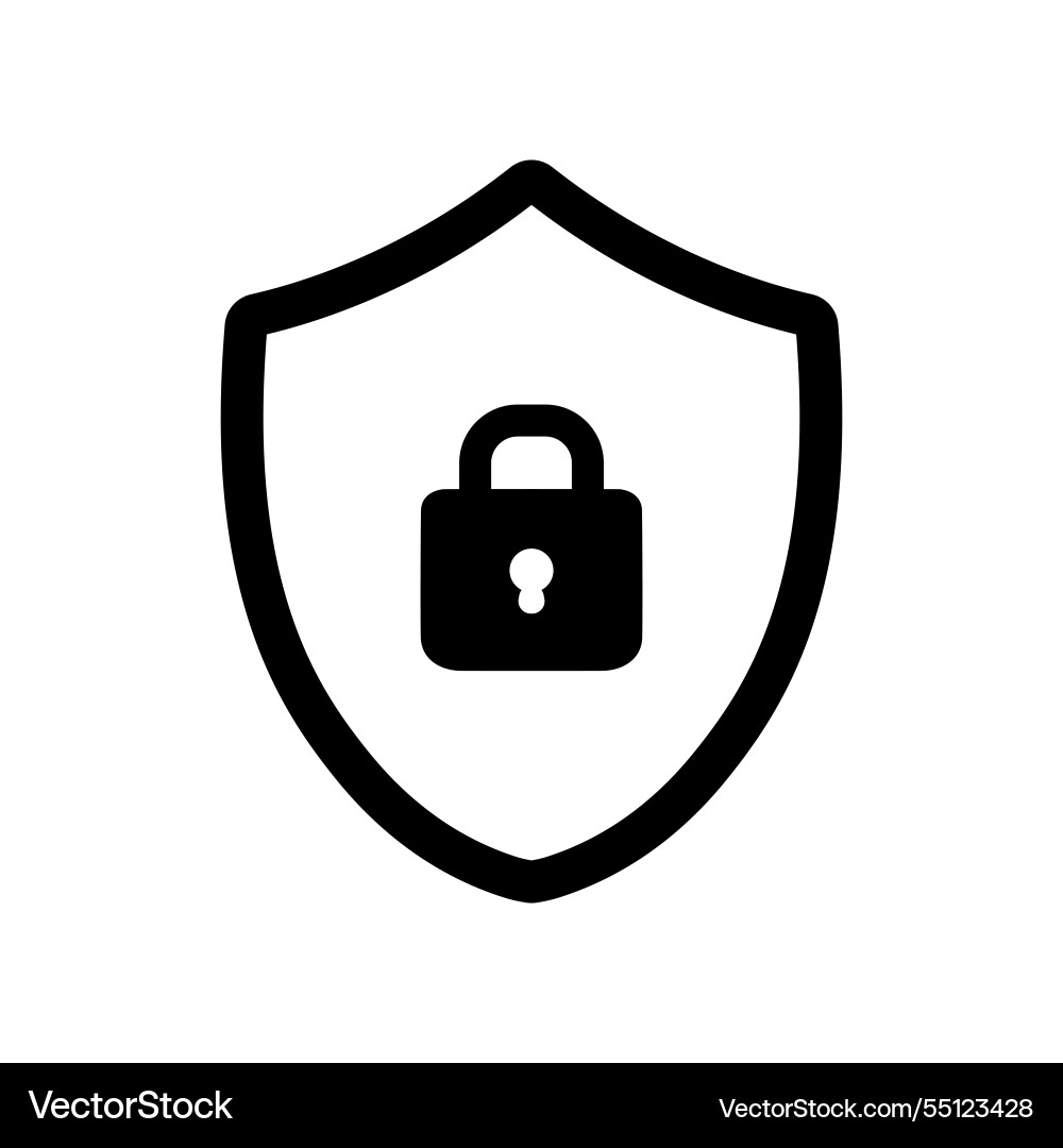 Shield with a padlock inside symbolizing data vector image