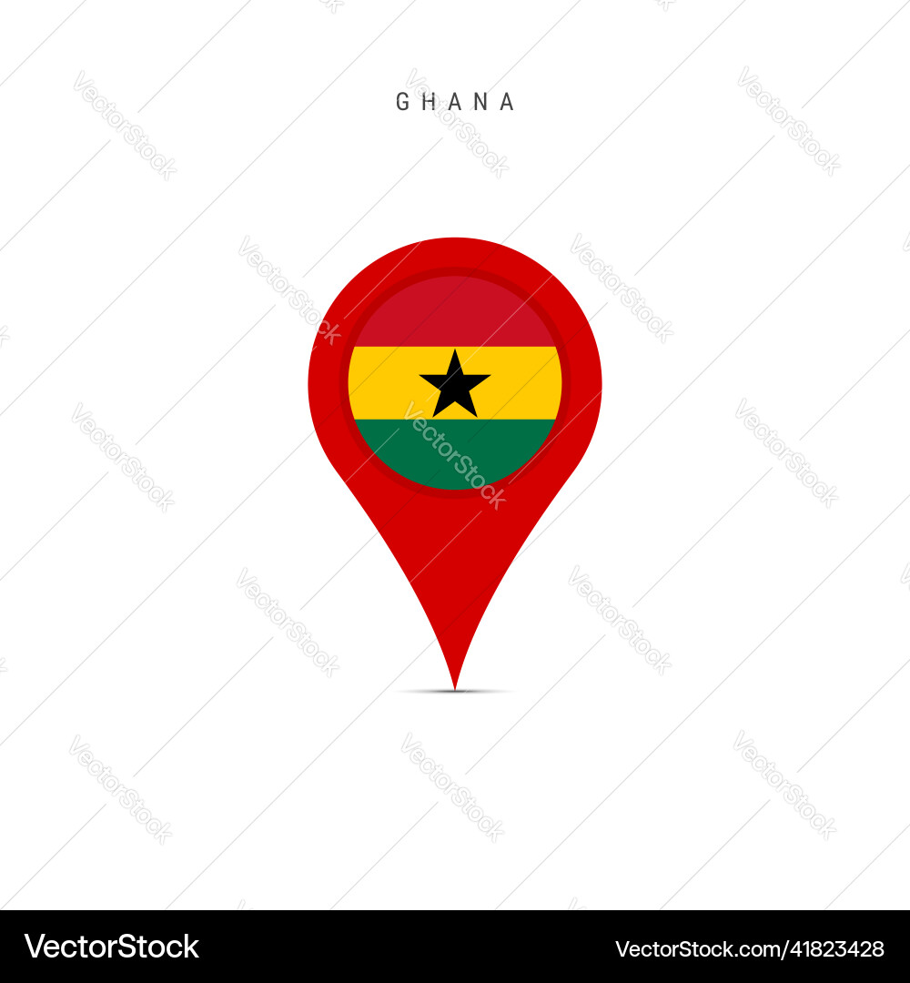 Teardrop map marker with flag of ghana flat Vector Image