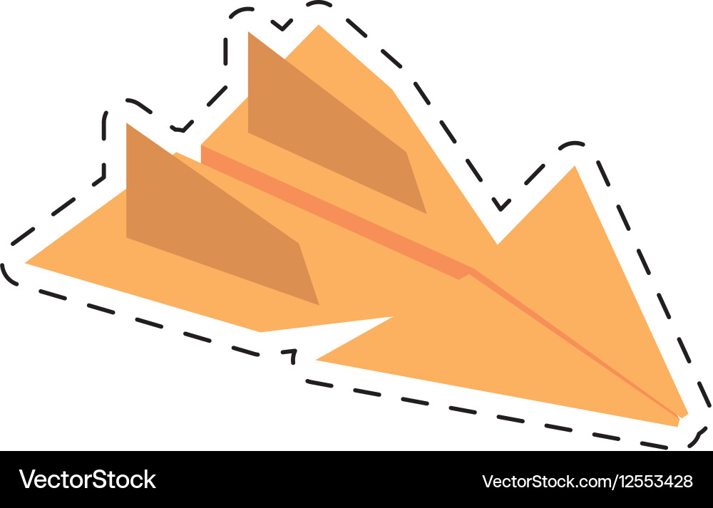 Yellow paper plane flying model cut line Vector Image