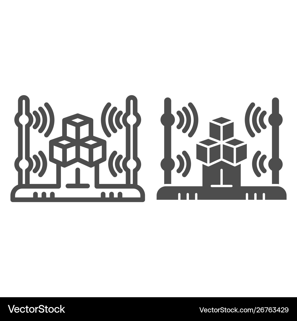 3d scanning system line and glyph icon cube 3d scanning system line and glyph icon cube vector image
