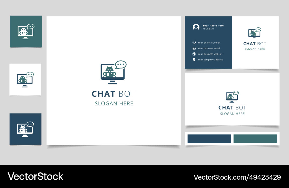 Chat bot logo design with editable slogan Chat bot logo design with editable slogan vector image