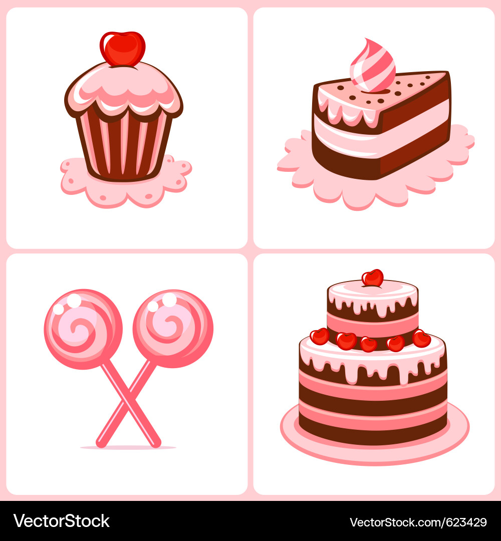 Colorful Cake Collection Vector Image