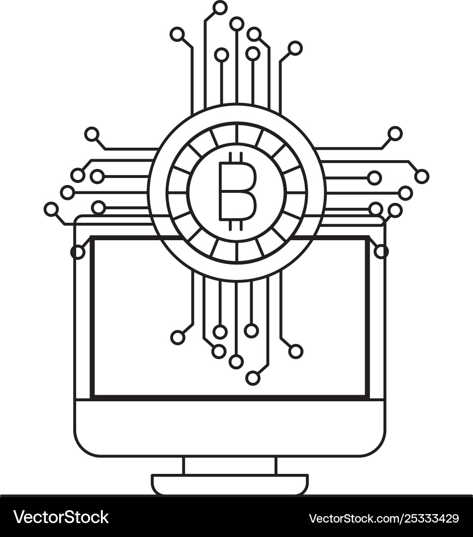Computer display with bitcoin money Computer display with bitcoin money Vector Image