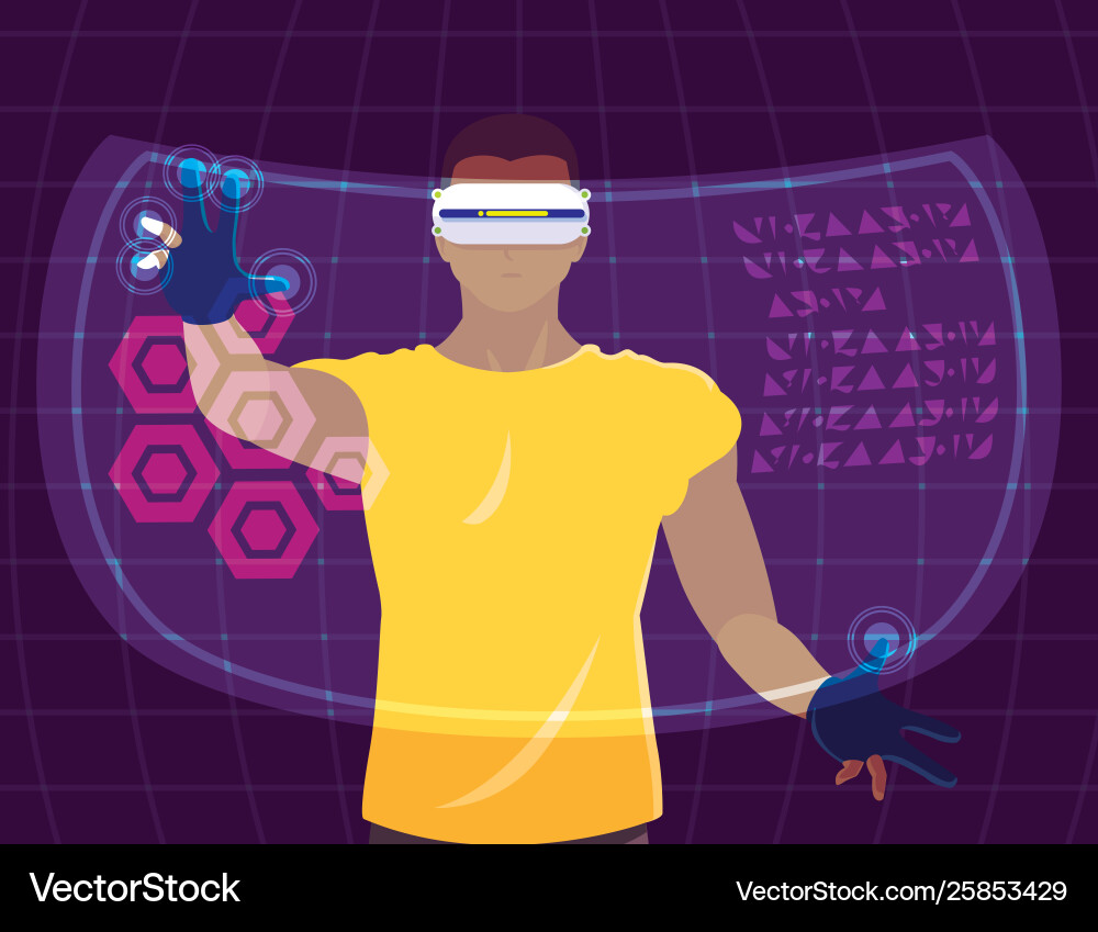 Design man using technology augmented vector image